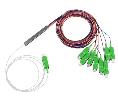 10 шт. волоконно-оптический разветвитель plc 1x8 SC APC/UPC 0,9 мм G657A1 зеленый синий разъем опционально - Цвет: 1x8 color sc apc