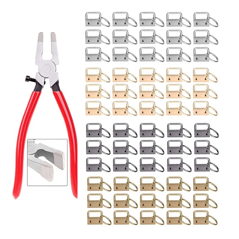 

25mm 4 Colors Key Fob Hardware with a Key Fob Pliers,Glass Running Pliers Tools with Jaws,for Key Fob Hardware Install