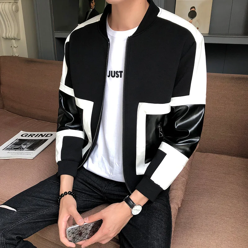 Мужская кожаная куртка Jaqueta De Couro Masculina, мужские кожаные куртки, мотоциклетные кожаные куртки для мужчин - Цвет: black