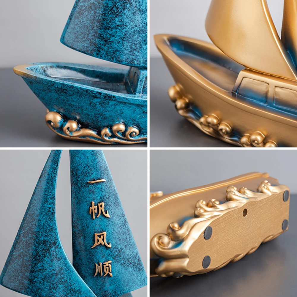 

Resin Sail Boat Statues and Sculptures Figurine for Interior Modern Home Decoration Living Room Ornaments Desk Accessories Gift