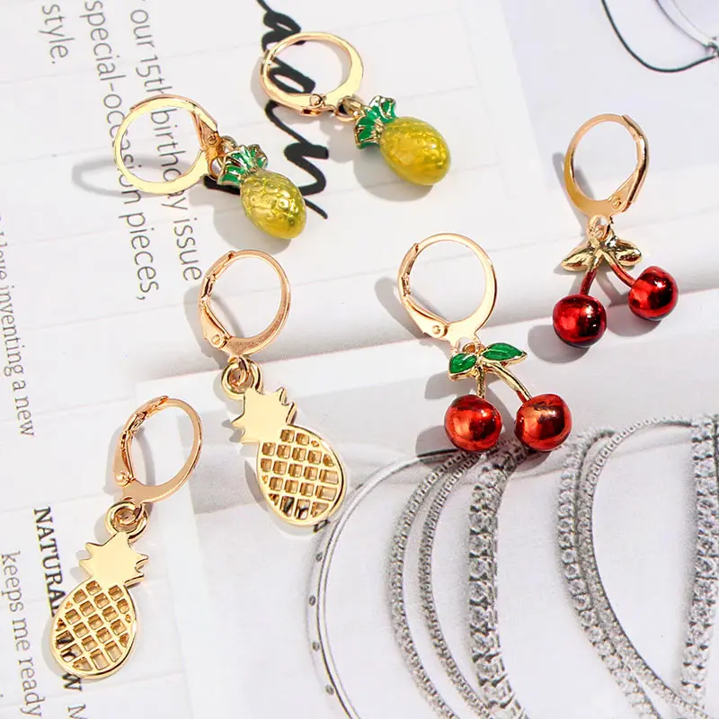 Женские серьги в форме ананаса JUST FEEL набор сережек красных вишен 3 пар/опт