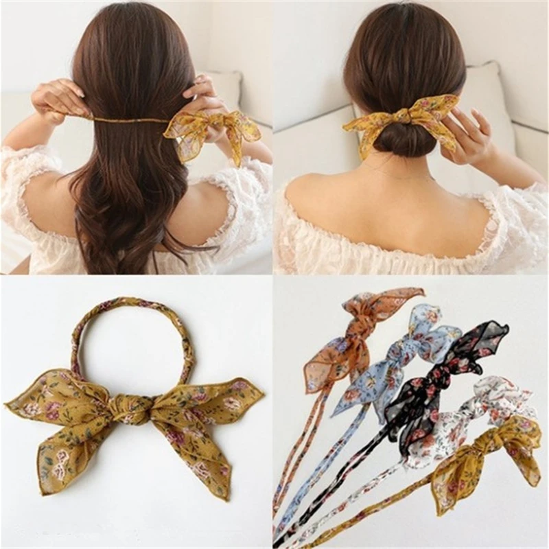 

Women Girls Bow Bun Hairstyle Knot Flower Hair Maker Tools hair Ornament Headband accessories Korean Fashion