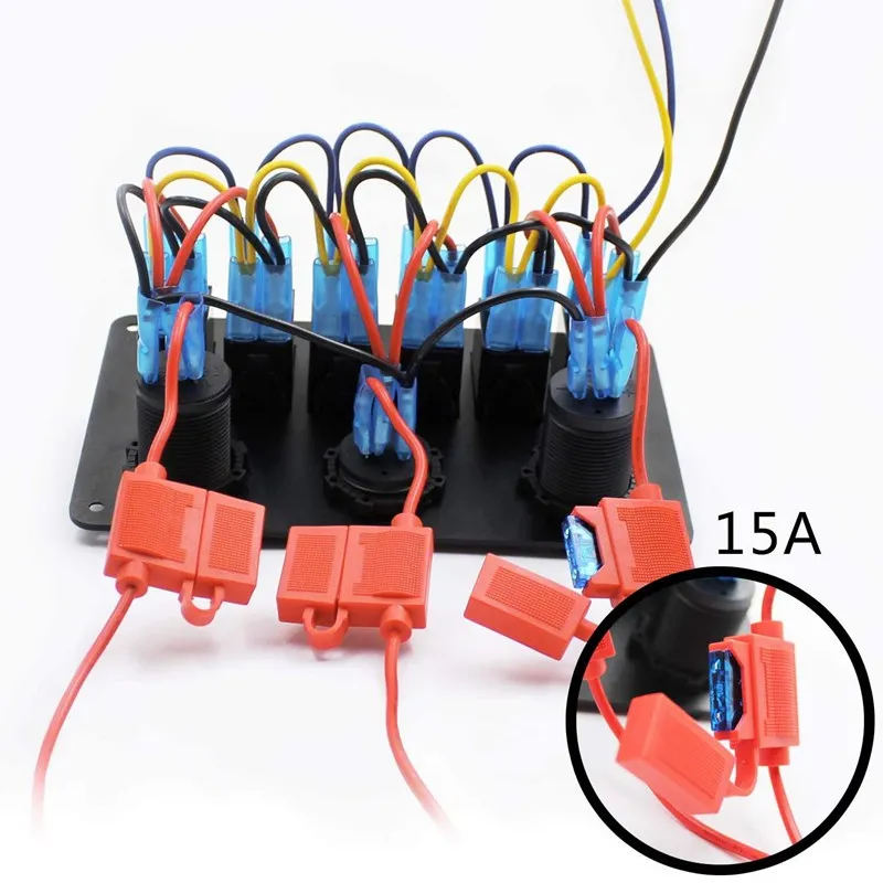 Водонепроницаемая панель рокера 6 Gang для морской лодки с предохранителем разъем