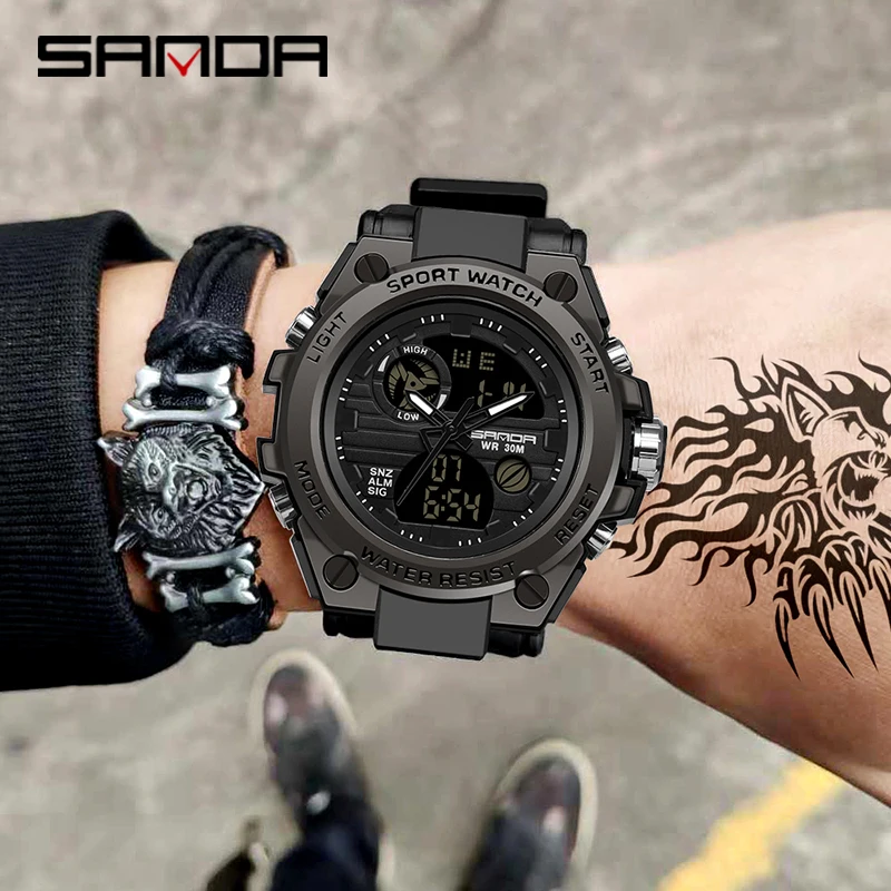 

BASID 739 Sports Men's Watches Top Brand Luxury Military Quartz Watch Men Waterproof S Shock Male Clock relogio masculino 2021