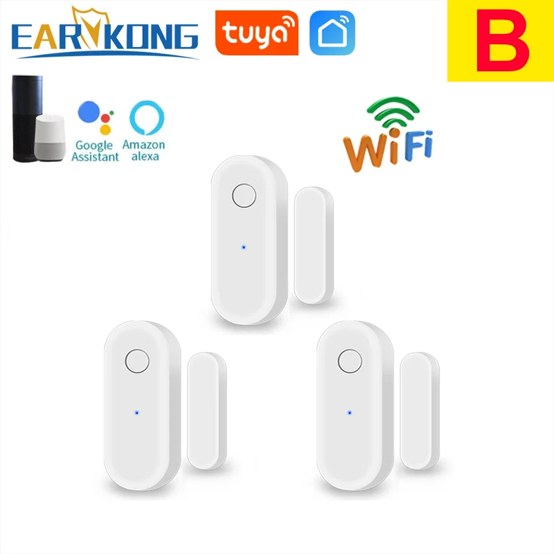 

Умные детекторы открытия/закрытия дверей, Wi-Fi, домашняя сигнализация, совместимая с приложением Alexa Google Home Tuya
