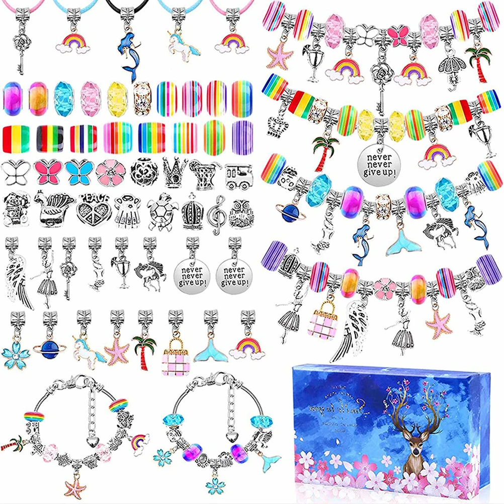 

112 Pcs Christmas Jewelry Making Kit for Girls Charm Bracelet Necklaces Present Beads Set DIY Kids Bracelet Accessories