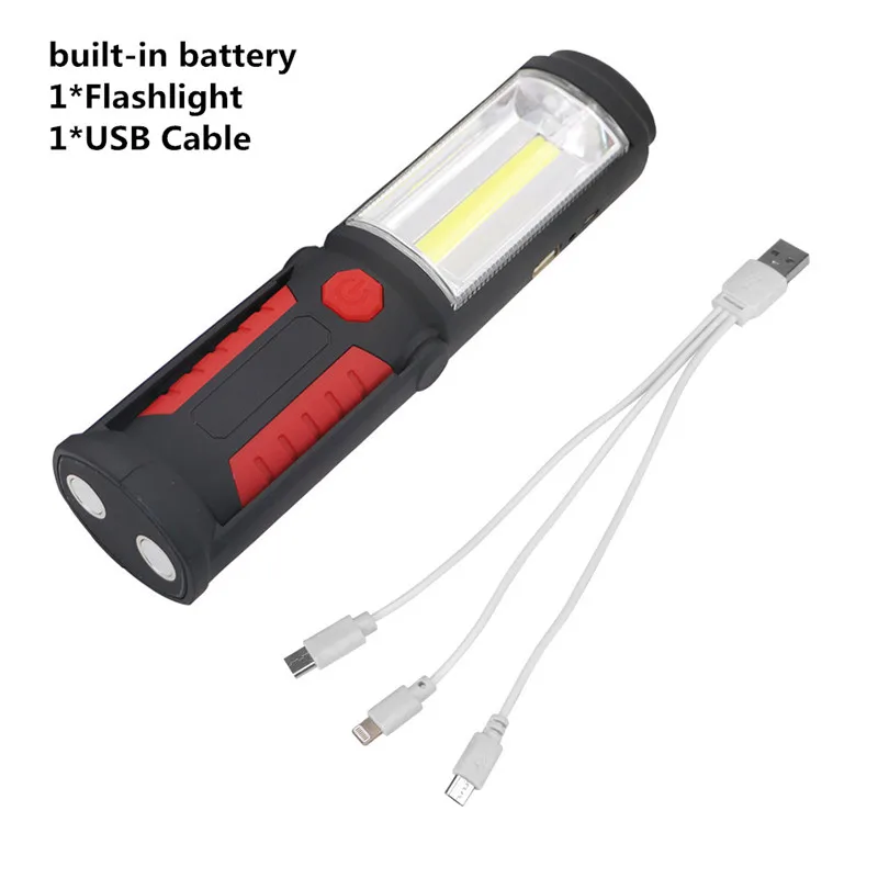 built in battery 2 режима COB светодиодный наружный кемпинговый светильник, магнит, подвесной фонарь с крюком, аварийный фонарь светильник, водонепроницаемый светодиодный фонарь для работы с батареей AA - Испускаемый цвет: built in battery