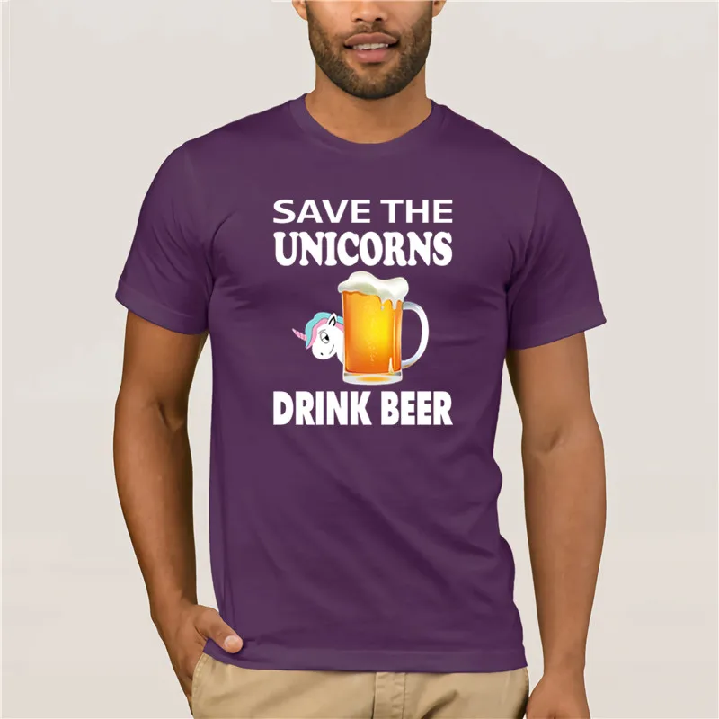 

2020 Brand Save The Unicorns Drink Beer men t-shirt Fashion Mens Short sleeve T Shirt