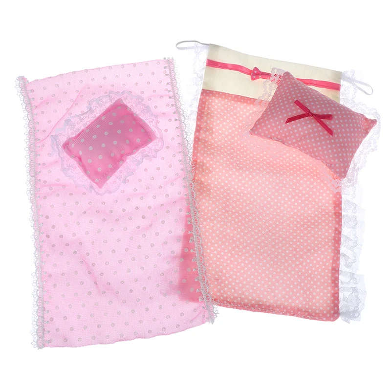 

Hot Dollhouse Single bedsheet with Pillows Doll House Bedroom Furniture Pretend Play Toy