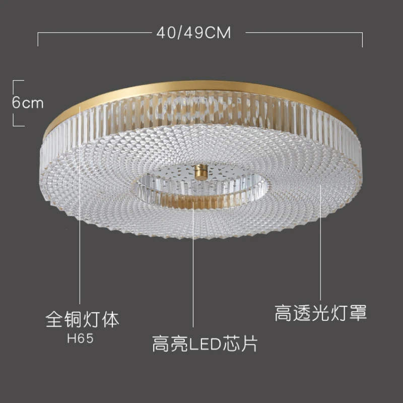 Nordic Luxury Copper Ceiling Lights Crystal Lamp Shade Bedroom LED Study Design Lighting Dining Room Decor Light | Лампы и освещение