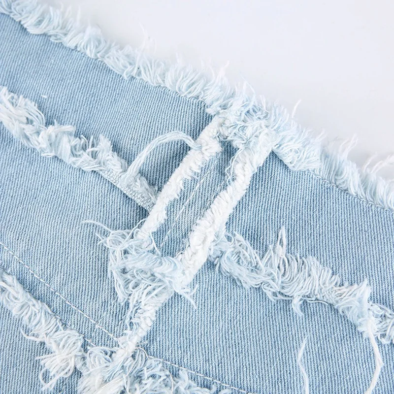 

Women's Fashion Raw Edge Stitching Plaid A-Line Skirt Denim Casual Short Skirt Blue