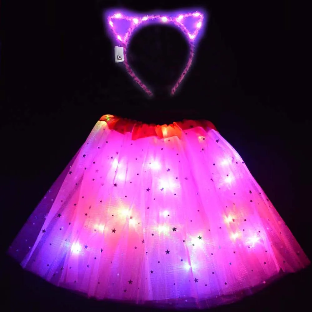 Женская светящаяся юбка пачка со светодиодной подсветкой для вечеринки костюм