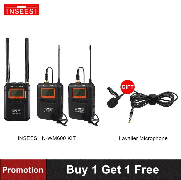 IN-WM800 KIT IN-WM600/IN-WM800 петличный беспроводной микрофон системы UHF двухканальный с ЖК-экраном для Canon Nikon DSLR камеры видеокамеры - Цвет: IN-WM800 KIT