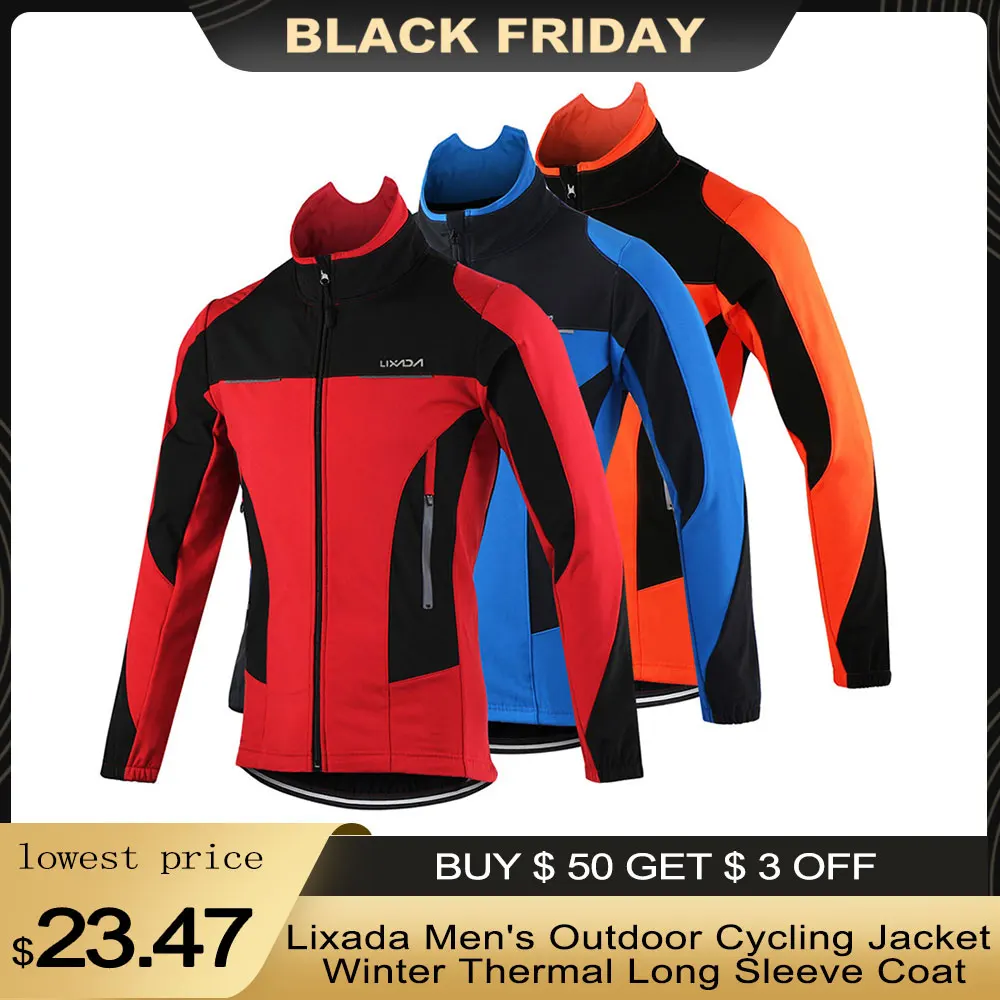 Lixada Мужская Уличная велосипедная куртка зимняя теплая дышащая удобная с длинным