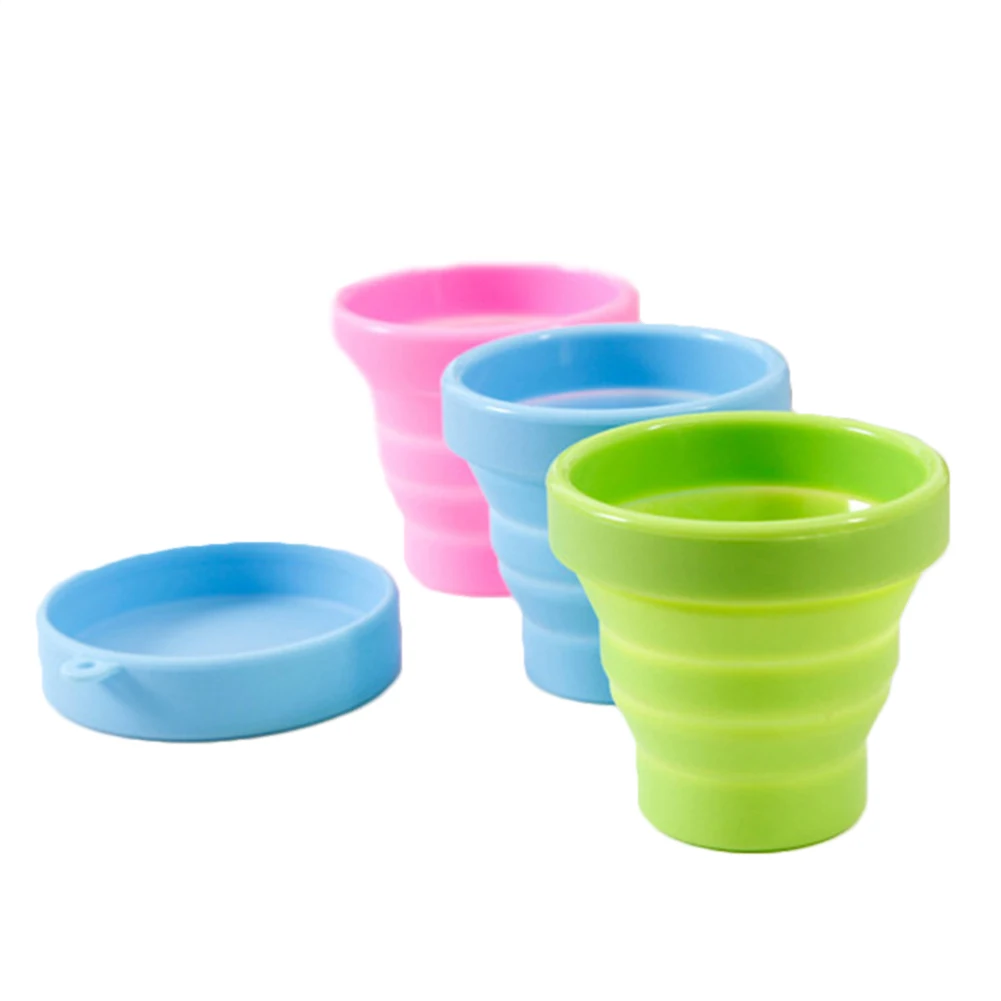 1 шт. портативная силиконовая Выдвижная складная чашка с крышкой телескопическая