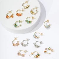 lost lady colorful zircon c shaped hoop earrings for women fashion geometric statement earrings wholesale jewelry wedding bijoux