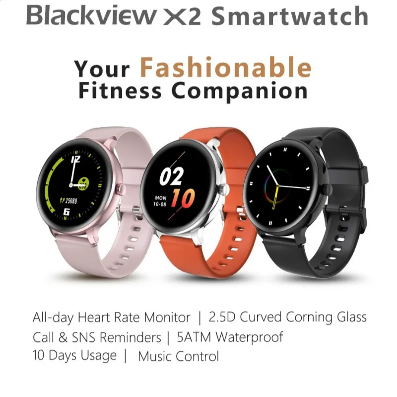 Смарт-часы Blackview X2 TFT экран 2.5D изогнутое стекло 5ATM водонепроницаемый монитор