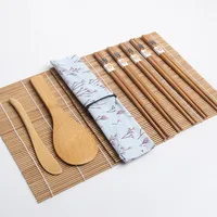 Bamboo Sushi Mat Hand Maker Set Onigiri Rice Roller Mat Chopsticks Spoon Paddle Making Kits Sushi Cooking Accessories
