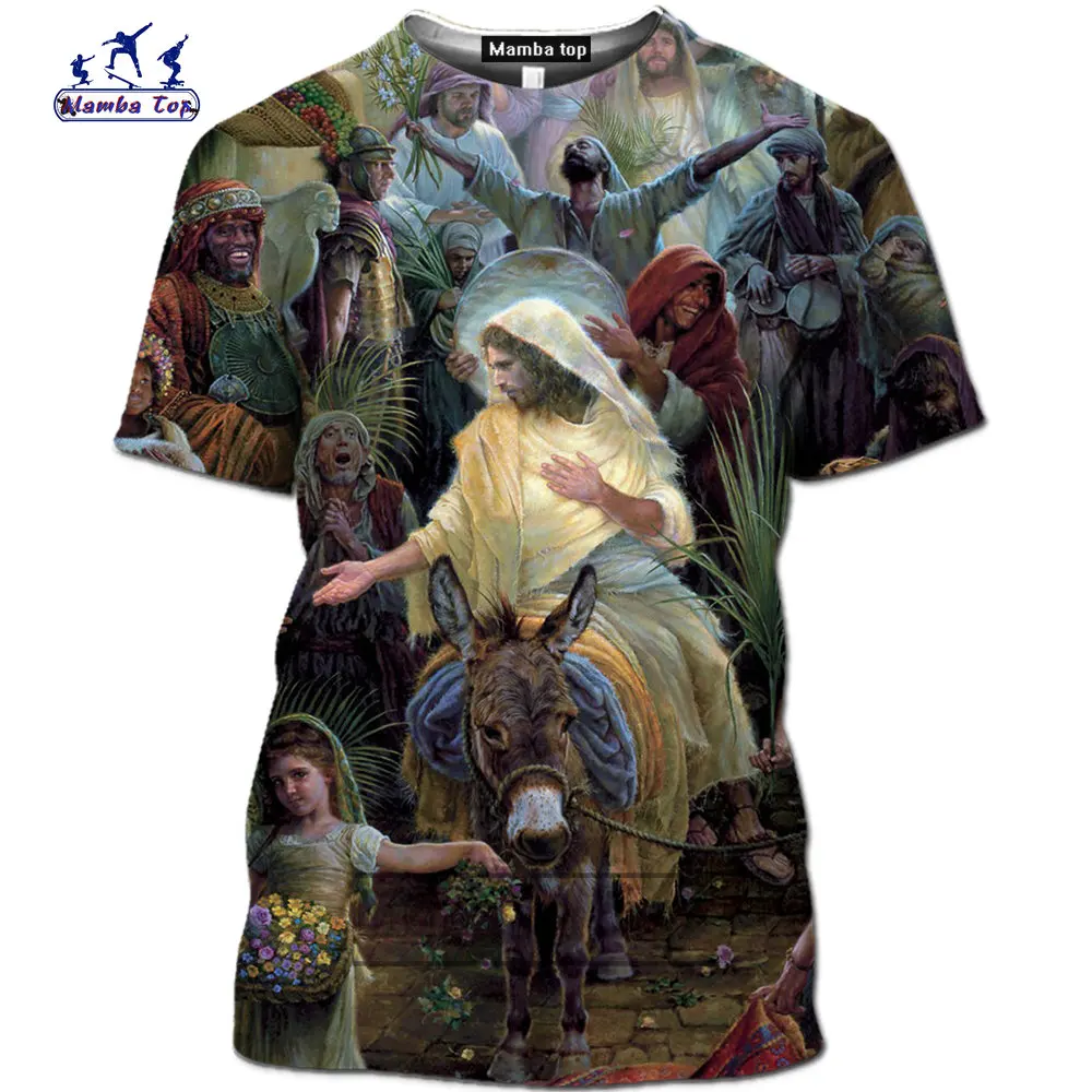 Рубашка Mamba Мужская с 3D принтом Иисуса Бога топ изображением Христа модная