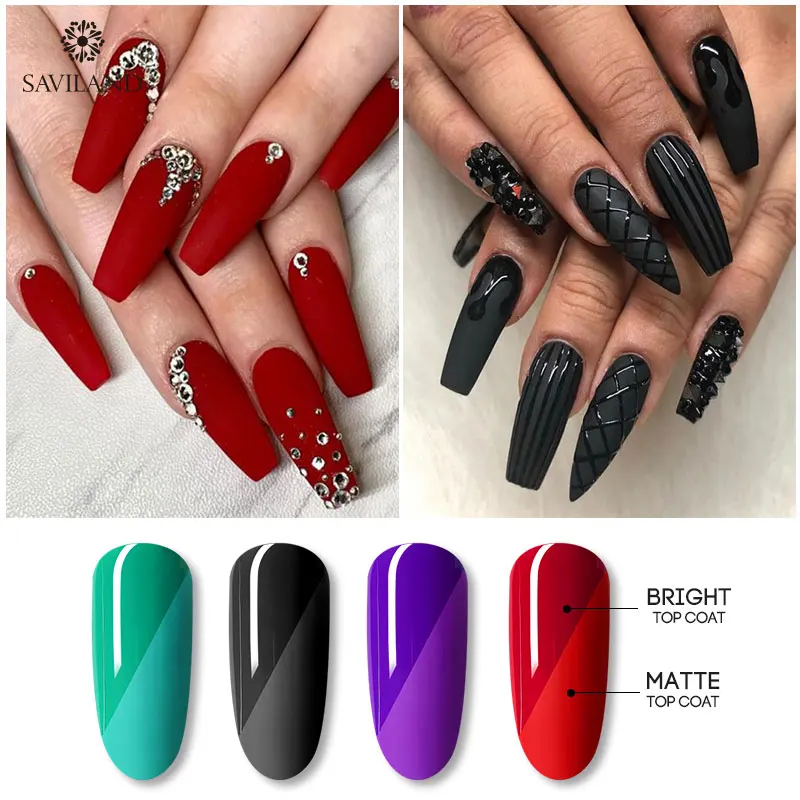 SAVILAND Matte Top Coat Semi Permanent No Wipe UV Gel Varnish Sealing Soak Off LED Nail Polish Base Combination | Красота и здоровье