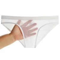 mens ice silk sexy underwear low rise briefs seamless breathable mesh panties see through lingerie low waist soft underwear