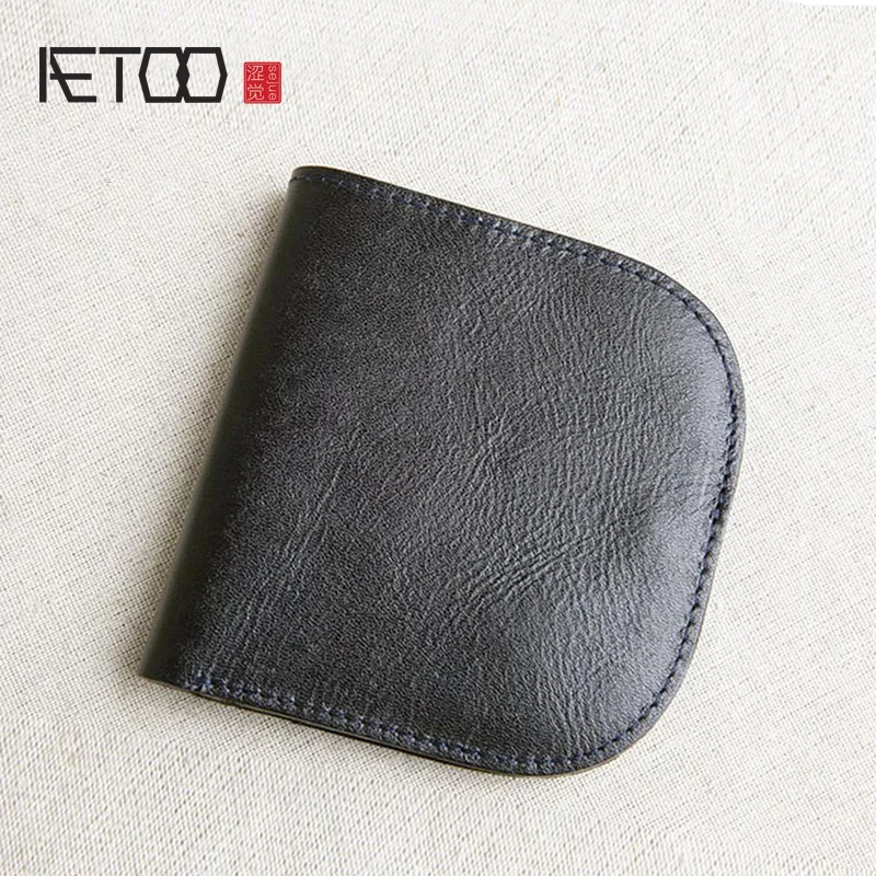 AETOO женский кожаный мини-кошелек, ультратонкий короткий кожаный просто бумажник