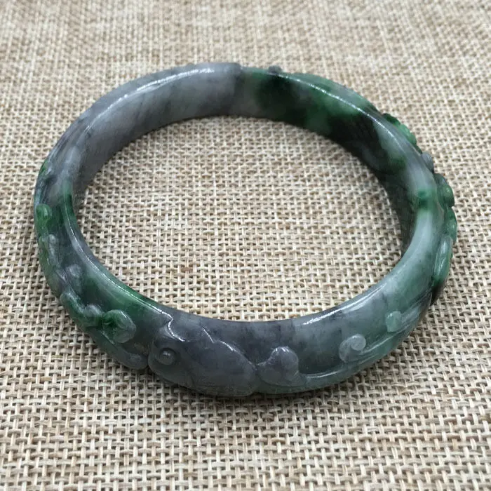 A-267 красивый ручной работы изумрудно-зеленый жадеит нефрит браслет из