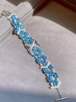 the latest to luxury swiss blue topaz stone bracelet atmosphere exquisite ladies wedding engagement bracelet
