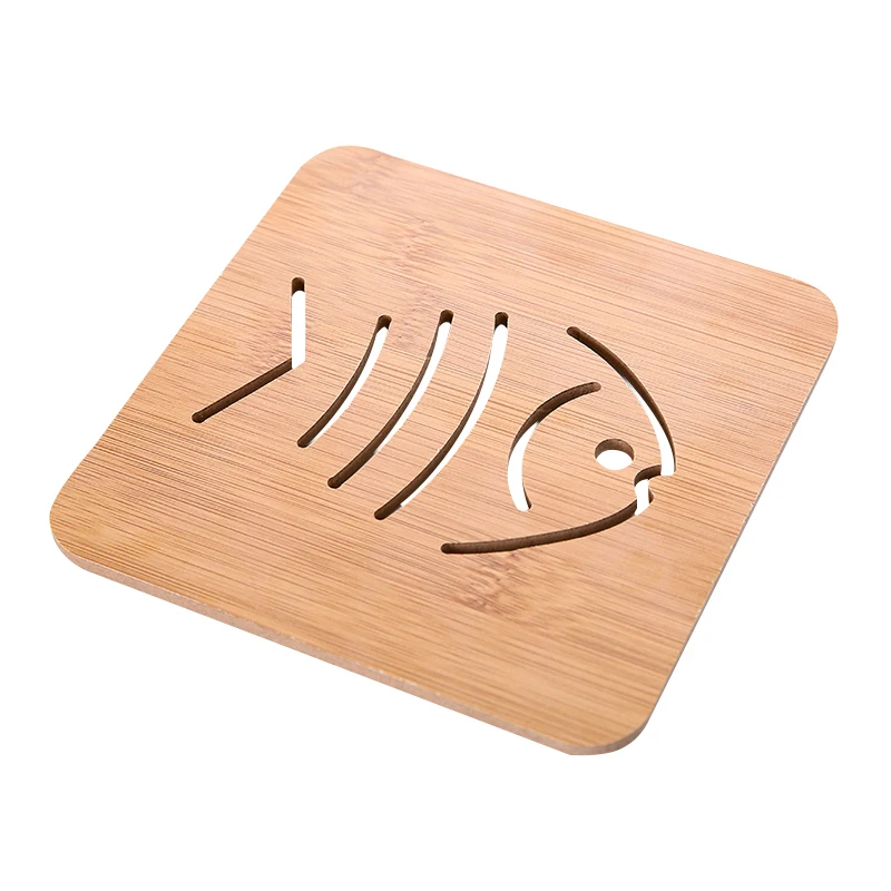 

Kitchen bamboo hollow wooden coaster thick anti-scalding cartoon insulation pad table mat non-slip pot mat bowl mat tray mat