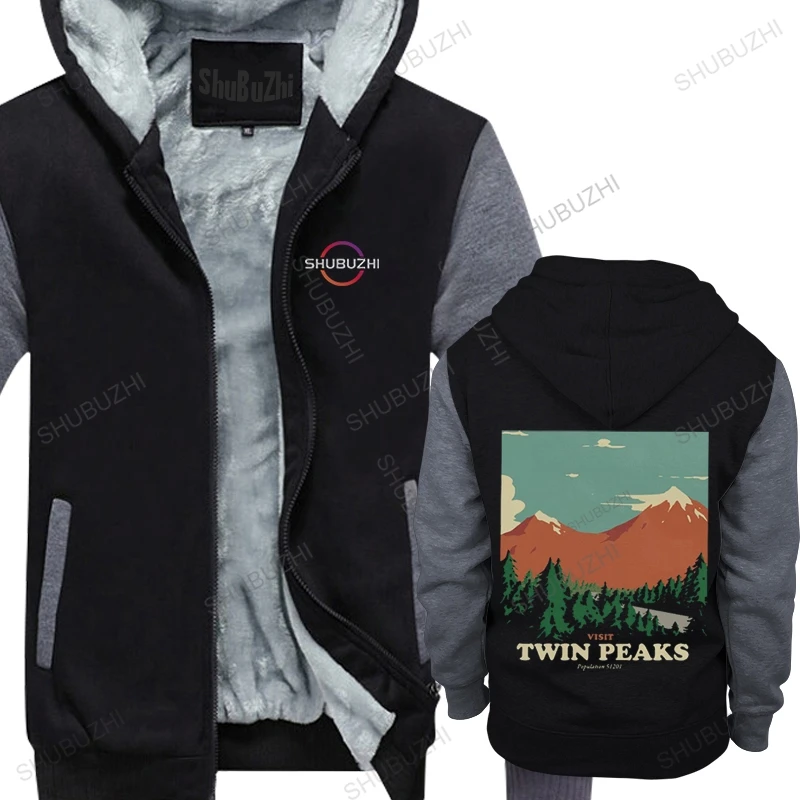 

Vintage Visit Twin Peaks winter hoody Men Laura Palmer hoodie Casual 90s TV hooded coat Cotton Slim Fit thick hooded coat Gift