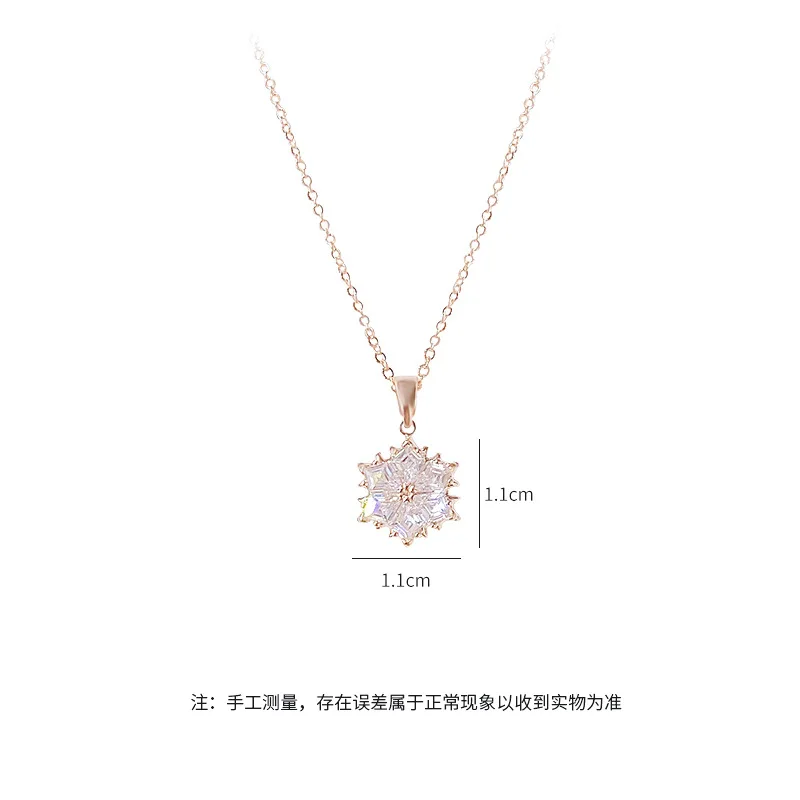 

Korean Style Fashionable Beautiful Snowflake Necklace Clavicle Chain Micro Inlaid Zircon Female Pendant Necklace Ornament