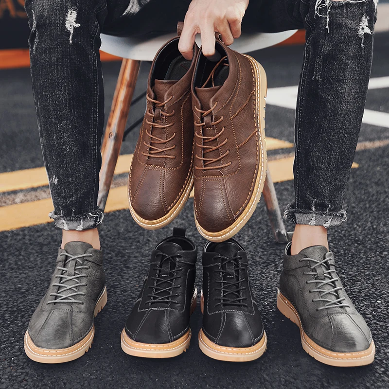 

CRLAYDK New Fashion Men's Waterproof Leather Walking Shoes Outdoor Dress Casual Business Formal Lace Up Breathable Footwear