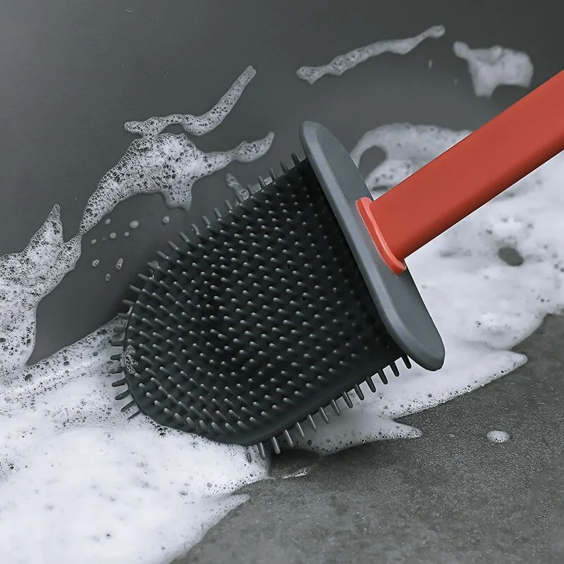 Wall Hanging Silicone Toilet Brush Wc Cleaner With Holder Flat Head Flexible Soft Bristles Bathroom Cleaning | Дом и сад