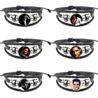 Роскошные брендовые ювелирные изделия Zgbywsjz Elvis Presley, стеклянный кабошон, черный кожаный браслет для женщин, высокое качество, для девушек