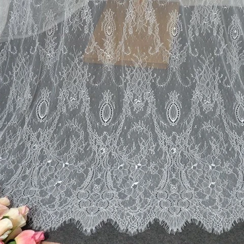 Кружевная ткань полиэстер/нейлон черная/белая 3 метра