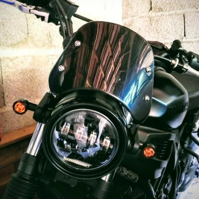 Cafe Racer Windshield Compact Sport Wind Deflector Visor Fits For Harley YAMAHA Suzuki Motorcycle 5-7 inch Headlight | Автомобили и