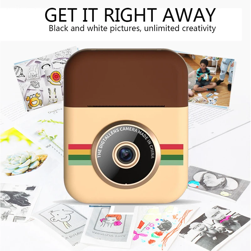 

Kids Instant Printing Camera Mini Digital Camera Toys HD Video Recording Dual Lens Thermal Photo Paper Birthday Gift Boys Girls