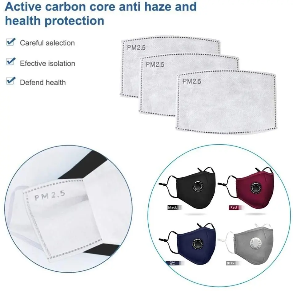 Хлопковая маска для лица PM2.5 фильтр с активированным углем дыхательной вставки