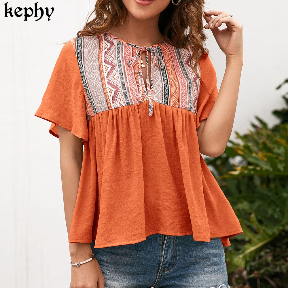 

2021 summer women's hollow out short-sleeved shirt women graphic t shirts women sexy tops Cotton tops for women