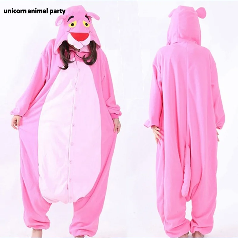 Кигуруми для взрослых мультфильм Леопард Розовая пантера Onesie Аниме Косплей