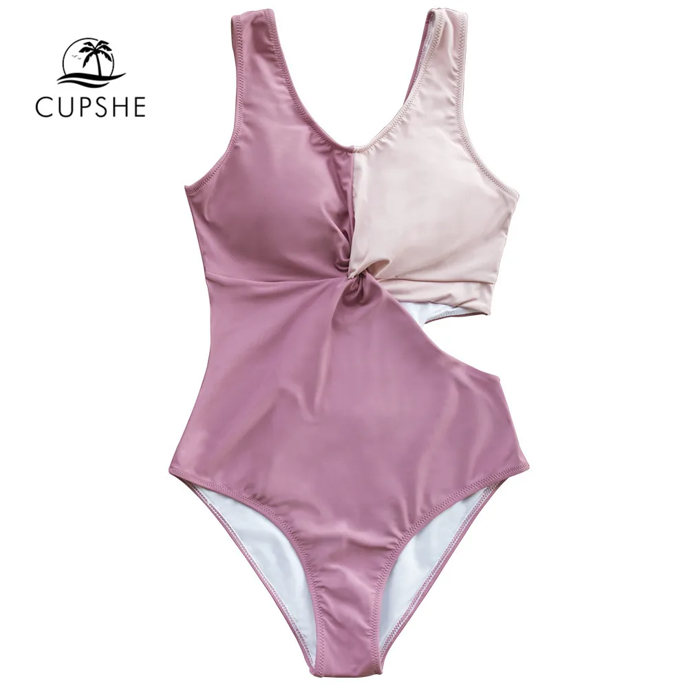 CUPSHE сиреневый скрученный Цельный купальник с вырезами сексуальный женский