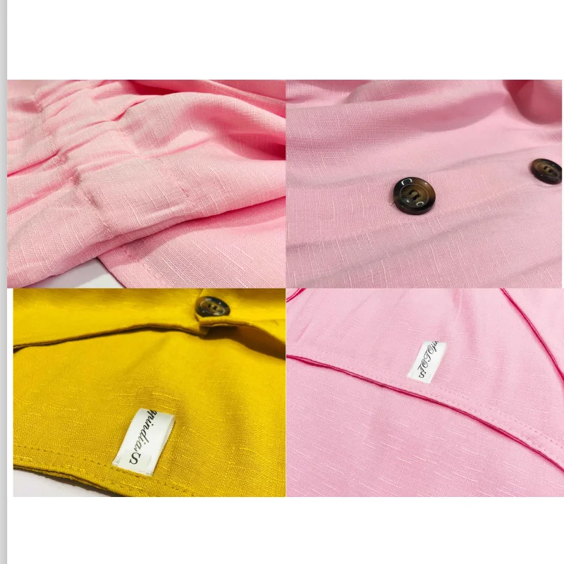 

Women's Dress 2021 Spring/Summer Pure Color Single Row Buttons V-Neck Dress Women Slim High Waist Casual Dress Vestido