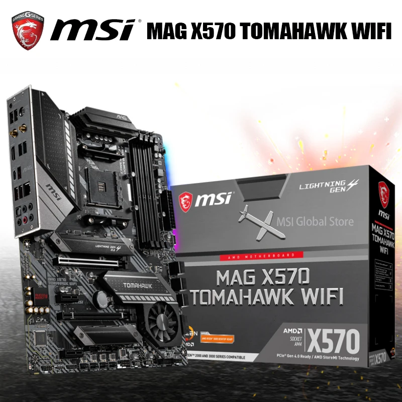 Verkaufen Für MSI MAG X570 TOMAHAWK WIFI Motherboard AM4 AMD X570 DDR4 RYZEN 9 128GB SATA 6 Gb/s Desktop ATX AMD Mainboard AM4 M.2 HDMI