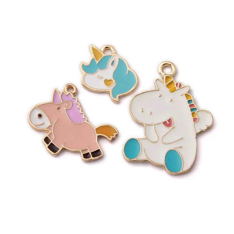 

10pcs/lot Colorful Unicorn Charms Pendant Enamel Metal Small Charms Necklace Bracelet DIY Jewelry Making Accessories