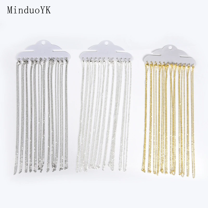 Плоские круглые цепочки 12 шт./лот золотого и серебряного цвета 40 см для женщин