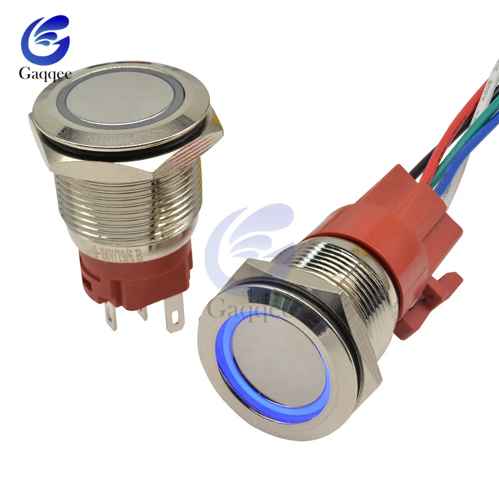 Водонепроницаемый металлический кнопочный переключатель светодиодный