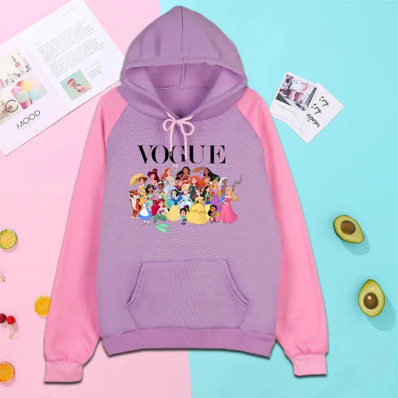 

2021 autumn and winter new color matching sweatshirt Princess character collection album printed pattern hoodie