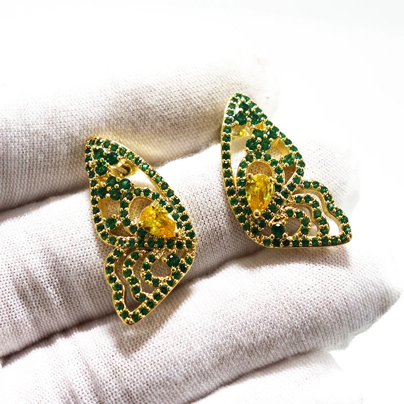 

African Stud Earrings for Women Wedding Birds Cubic Zirconia CZ DUBAI Bridal Earrings boucle d'oreille femme 2021