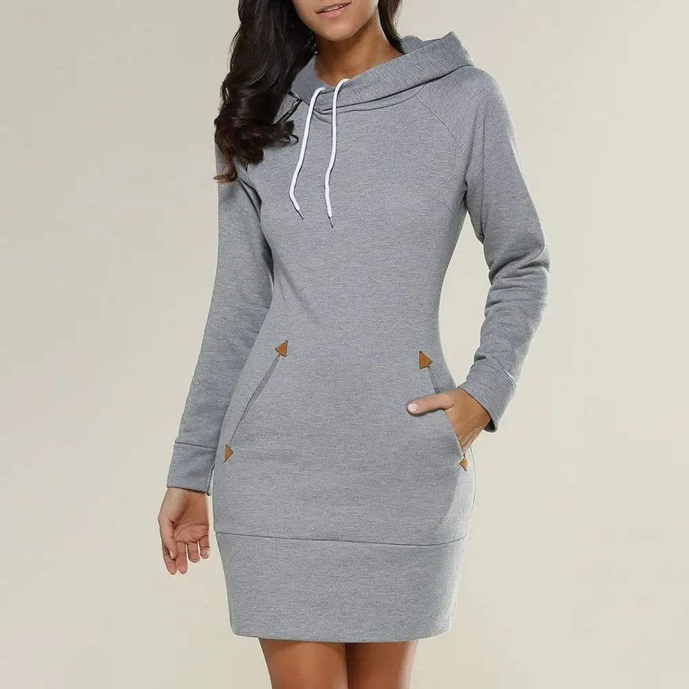 

Stylish Sweater Dress Round Neck Anti-pilling Mid Waist Non-shrink Washable Dress