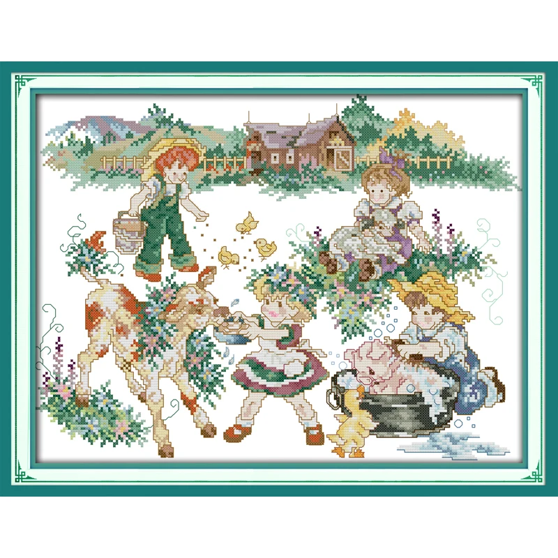 

Everlasting Love Country Life (2) Chinese Cross Stitch Kits Ecological Cotton Stamped 11 CT Christmas New Store Sales Promotion